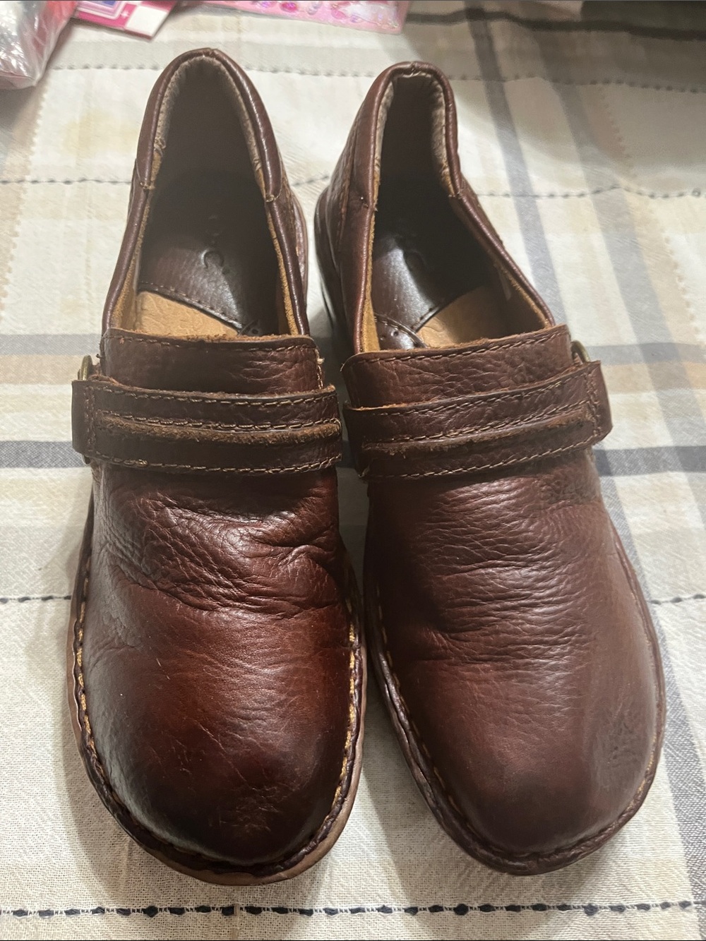 b.o.c. Brown Leather Slip-On Mule with Strap